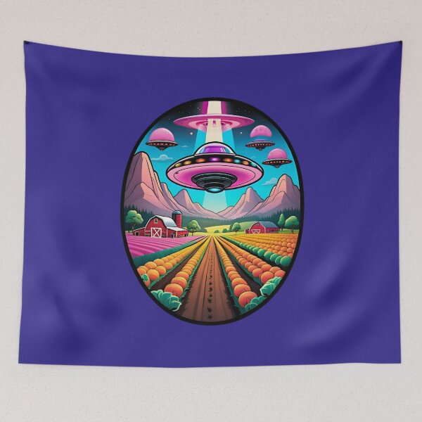 Item preview, Pink UFO's Above A Farm designed and sold by TheArtOfPat.