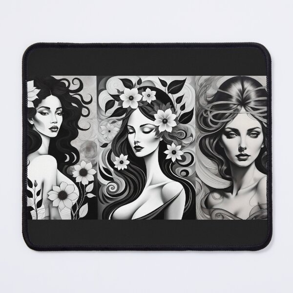 Item preview, Geometric chiaroscuro women portrait, expressionist art designed and sold by lonelymoony.