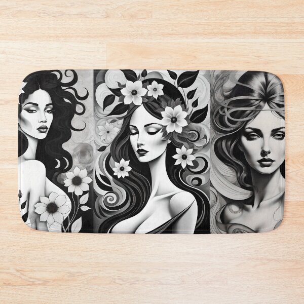 Item preview, Geometric chiaroscuro women portrait, expressionist art designed and sold by lonelymoony.