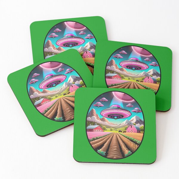 Item preview, Pink UFO's Above A Farm designed and sold by TheArtOfPat.