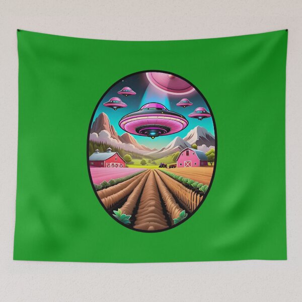Item preview, Pink UFO's Above A Farm designed and sold by TheArtOfPat.