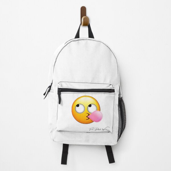 Item preview, yellow emoticon look up with pink chewing gum designed and sold by PIXSELLWORLD.