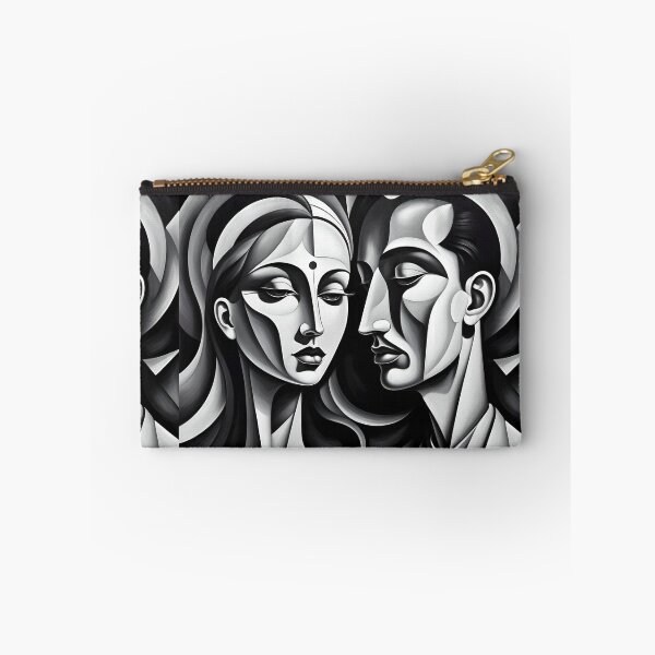 Item preview, Geometric chiaroscuro man and woman portrait, expressionist art designed and sold by lonelymoony.