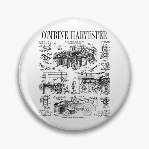 Item preview, Combine Harvester Farmer Farming Classic Vintage Farm Patent designed and sold by GrandeDuc.