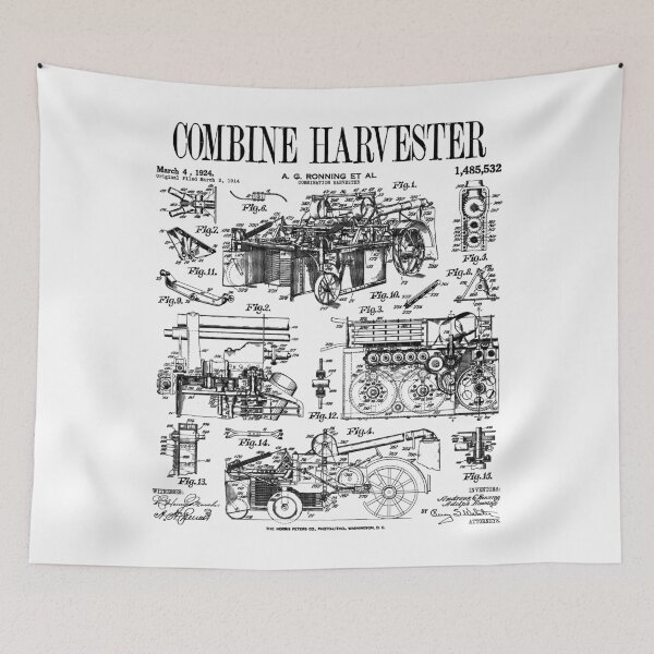 Item preview, Combine Harvester Farmer Farming Classic Vintage Farm Patent designed and sold by GrandeDuc.