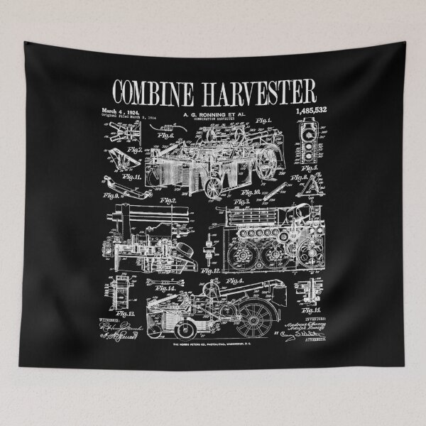 Item preview, Combine Harvester Farmer Farming Classic Vintage Farm Patent designed and sold by GrandeDuc.