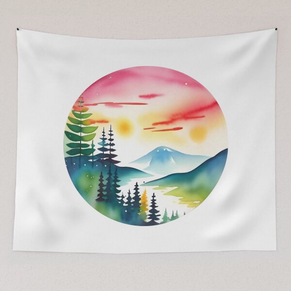 Item preview, Painting Of Tree, River And Mountain Scenery designed and sold by Luxuriously.