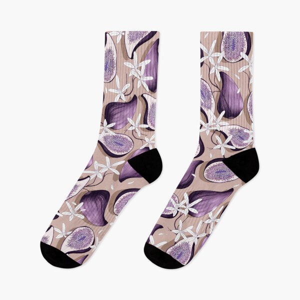 Item preview, Flowers and fruits of figs, Purple fruits on a beige background designed and sold by Alex  Blud.