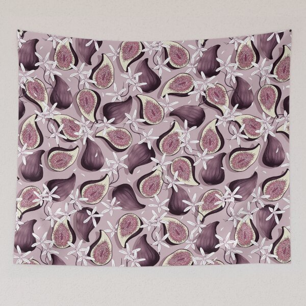 Item preview, Flowers and fruits of figs, Brown fruits on a light brown background designed and sold by Alex  Blud.