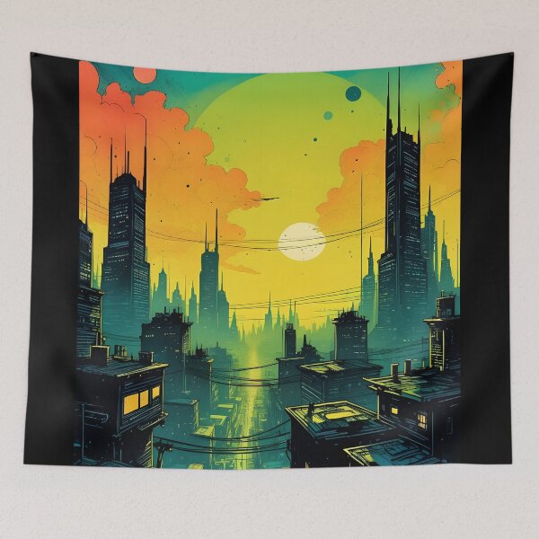 Item preview, Sunset Glow Cityscape designed and sold by ByteyCreatives.