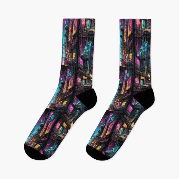 Item preview, Colorful Neon Nightscape designed and sold by ByteyCreatives.