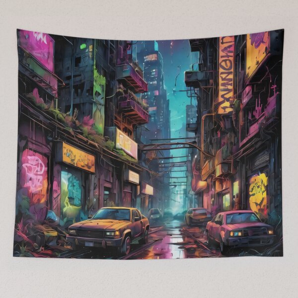 Item preview, Colorful Neon Nightscape designed and sold by ByteyCreatives.