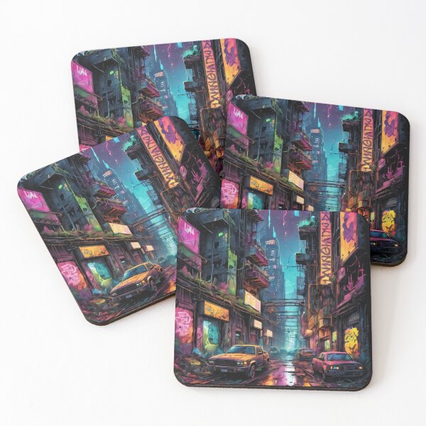 Item preview, Colorful Neon Nightscape designed and sold by ByteyCreatives.