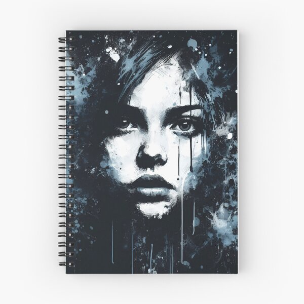 Item preview, Blue-Inked Female Face Portrait designed and sold by ByteyCreatives.
