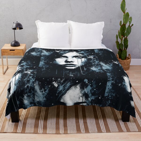 Item preview, Blue-Inked Female Face Portrait designed and sold by ByteyCreatives.