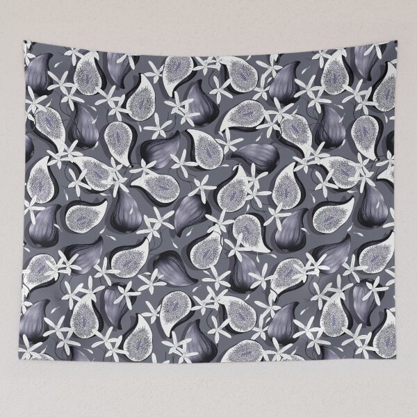 Item preview, Flowers and fruits of figs, Dark gray fruits on a dark gray background designed and sold by Alex  Blud.