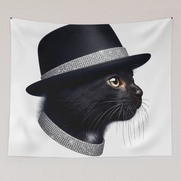 Item preview, Diamond Studded Rich Noir Black cat with Diamond Collar designed and sold by TQDitty.
