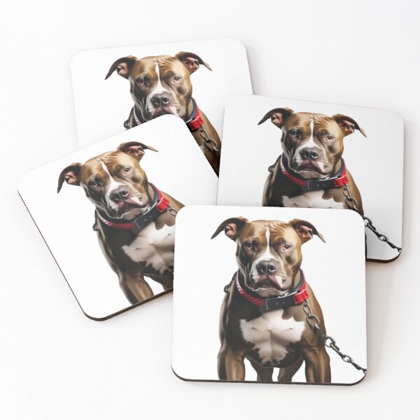 Item preview, Brown White Pitbull on a chain designed and sold by smartlogo_factory.
