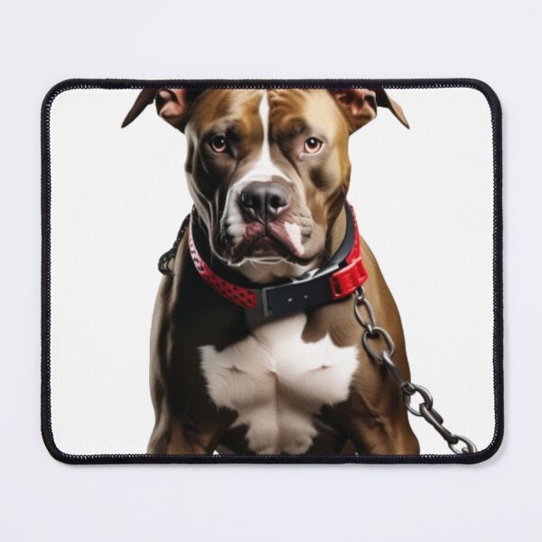 Item preview, Brown White Pitbull on a chain designed and sold by smartlogo_factory.