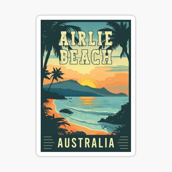Item preview, Visit Tropical Paradise in Airlie Beach Australia - Vintage Travel Art designed and sold by turtlestart.