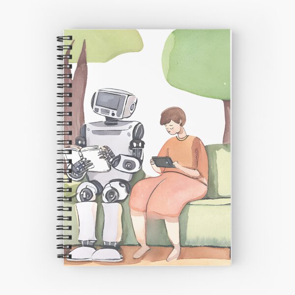 Item preview, Robotic Bookworm: Cute Robot Reading a Book designed and sold by DeCodeArtShop.