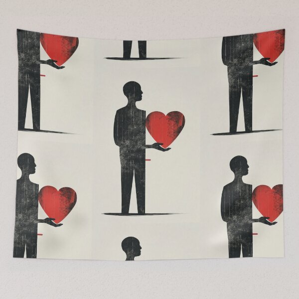 Item preview, Red Heart in Hand - Minimalist Illustration designed and sold by Piotrek0001.