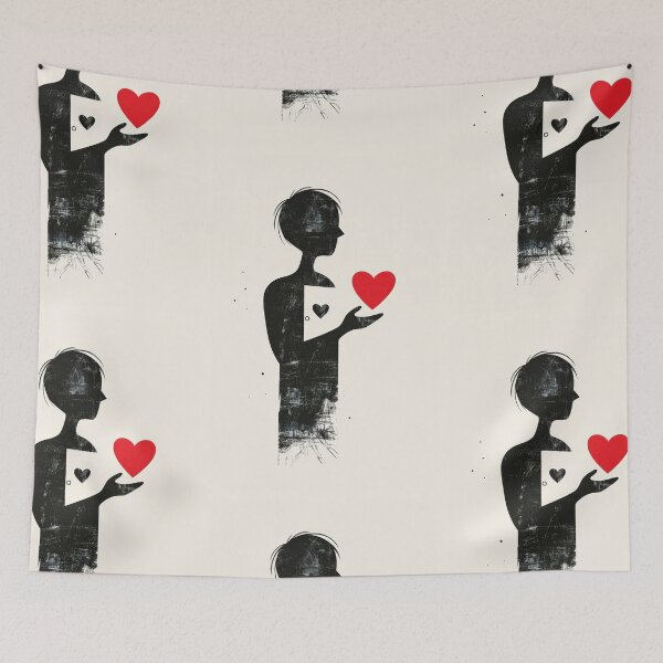 Item preview, Red Heart in Hand - Minimalist Illustration designed and sold by Piotrek0001.