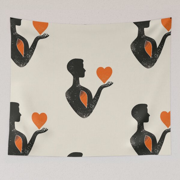 Item preview, Red Heart in Hand - Minimalist Illustration designed and sold by Piotrek0001.