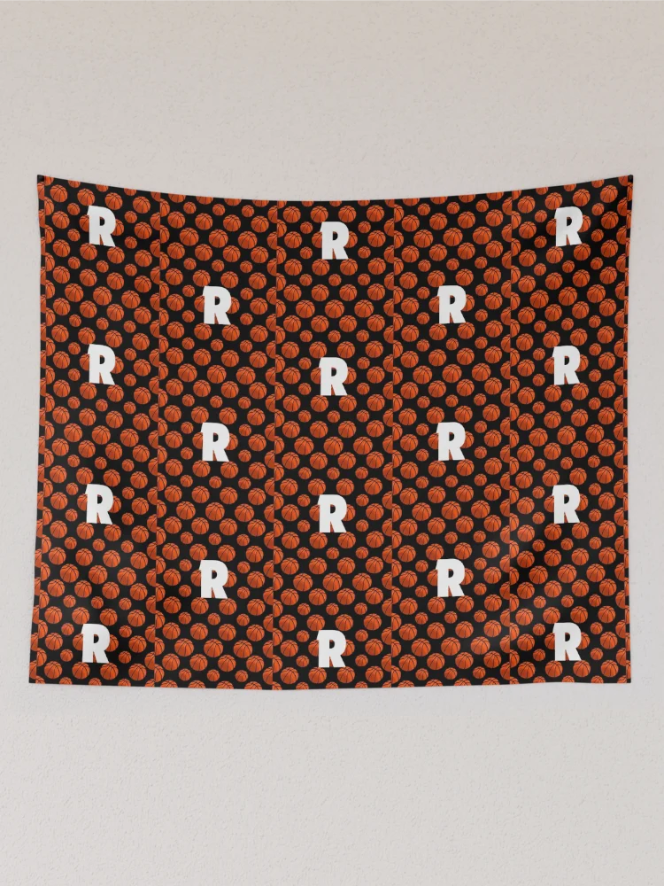 Thumbnail 2 of 3, Tapestry, Letter R on Basketball Pattern designed and sold by PatternCreators.