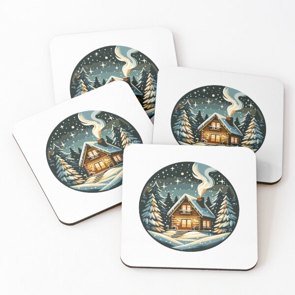 Item preview, Cozy Winter Cabin in a Snowy Forest Night designed and sold by Akioos.