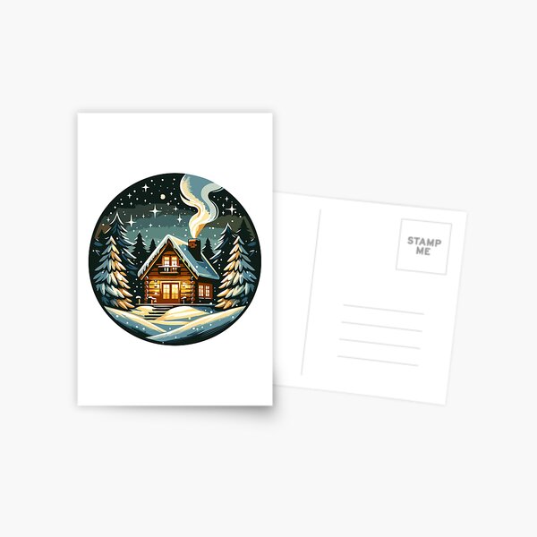 Item preview, Cozy Winter Cabin in a Snowy Forest Night designed and sold by Akioos.