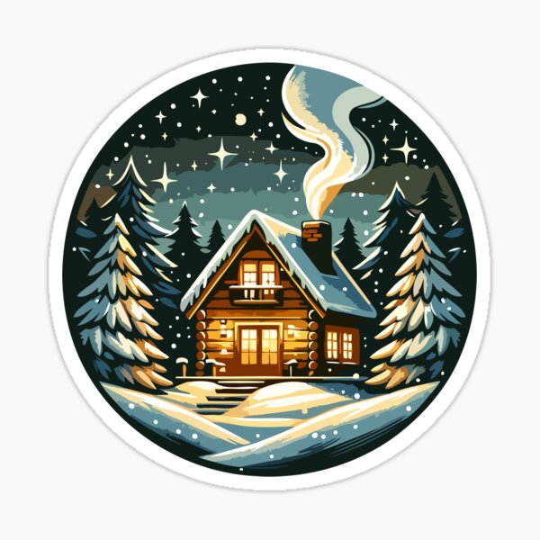 Item preview, Cozy Winter Cabin in a Snowy Forest Night designed and sold by Akioos.