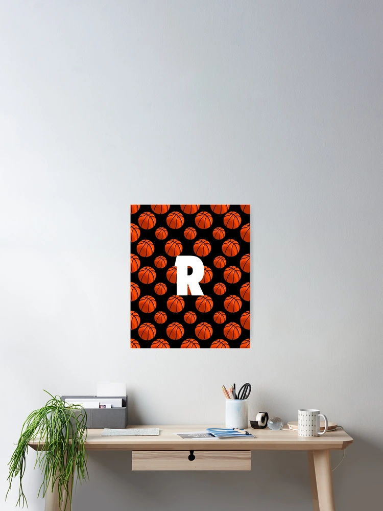 Thumbnail 2 of 3, Poster, Letter R on Basketball Pattern designed and sold by PatternCreators.