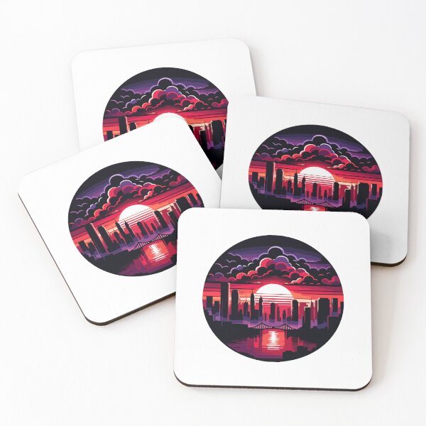 Item preview, Vibrant Sunset Cityscape with Bridge and Reflection designed and sold by Akioos.