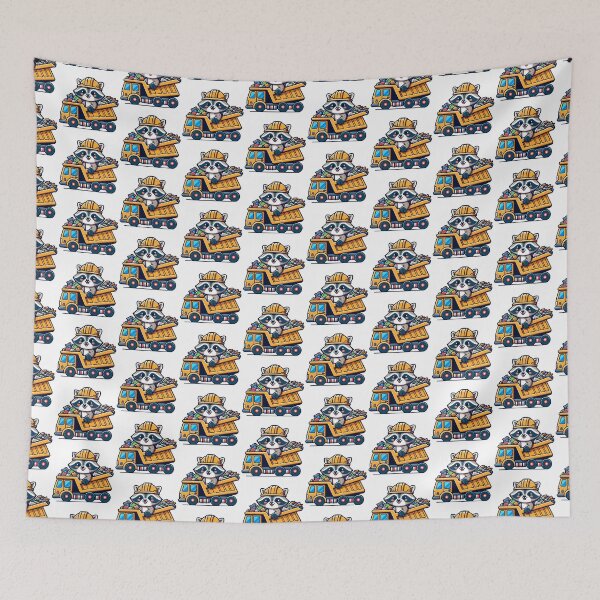 Item preview, Cute Raccoon in a Dump Truck Cartoon designed and sold by Akioos.