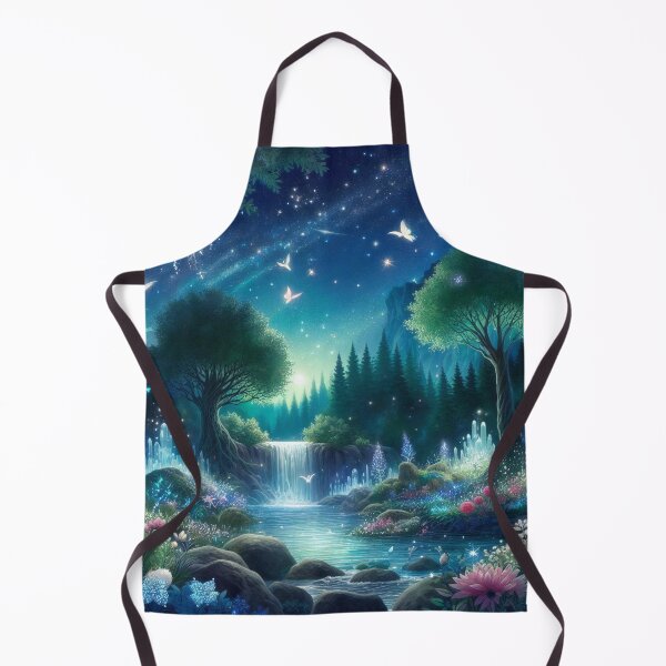 Item preview, Starlit Enchantment Mystical Waterfall Garden Under Celestial Sky designed and sold by ArtComixHaven.