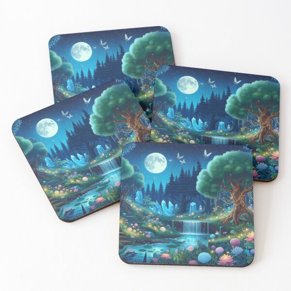 Item preview, Moonlit Dreamscape Mystical Forest Path Illuminated by Moonlight designed and sold by ArtComixHaven.