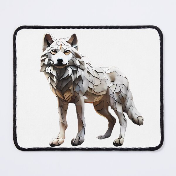 Item preview, A mosaic stained glass White & Gray Wolf with crystal effect Design designed and sold by FocusedArt.