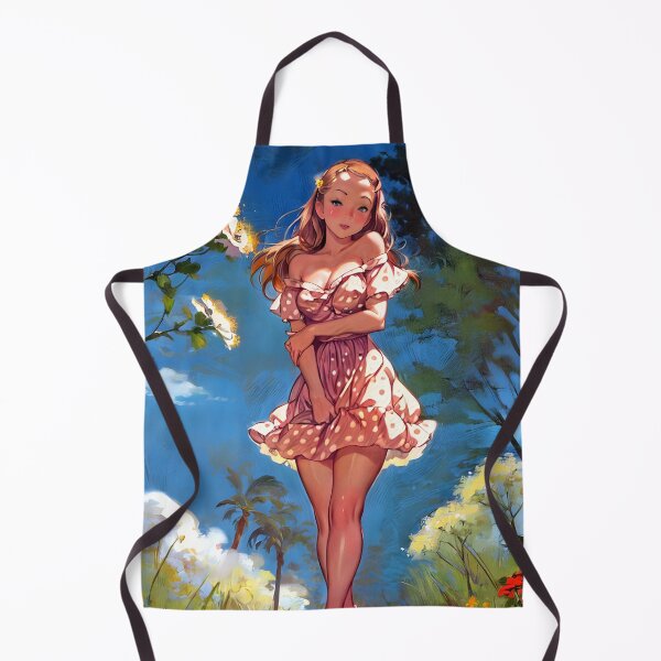 Item preview, Remy Lacroix as a Retro Vintage Pinup 50s in a Polka Dot Dress in the Meadow with flowers 2 designed and sold by Isdinval.