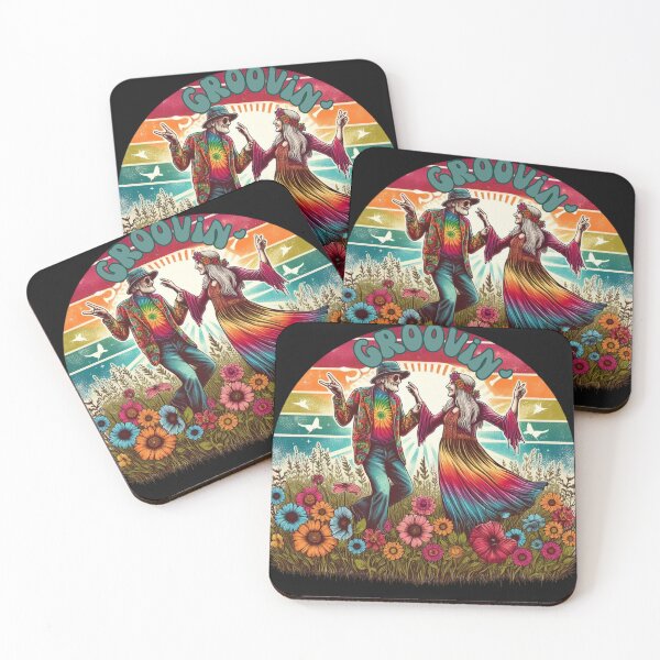 Item preview, Retro Old Hippie Couple Dancing in Wildflowers designed and sold by AlienOccupation.