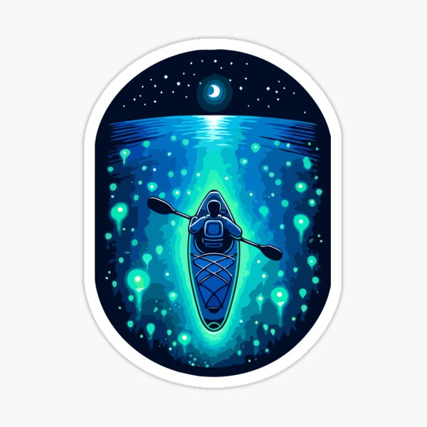 Item preview, Starry Night Kayaking Adventure - Luminescent Wates designed and sold by Akioos.