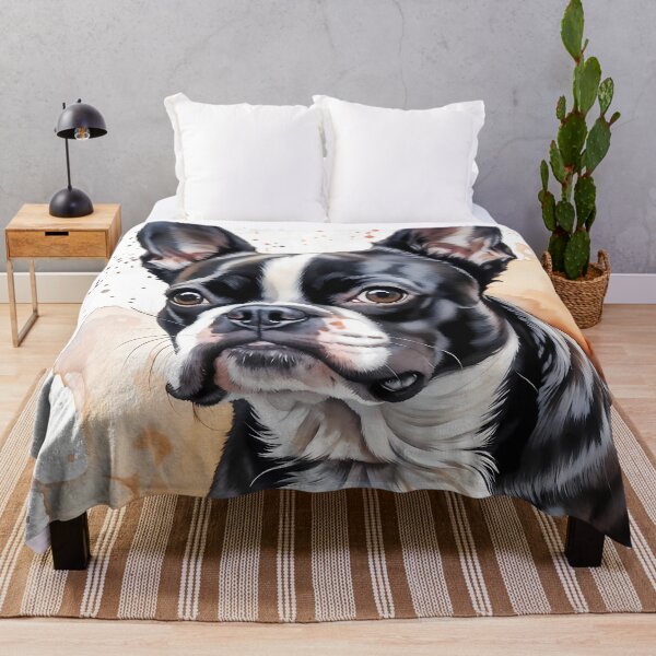 Item preview, Watercolor picture of a Boston Terrier dog designed and sold by Petalandfur.
