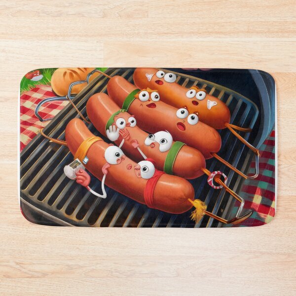 Item preview, Sausages in fear. designed and sold by MyHappyArtShop.