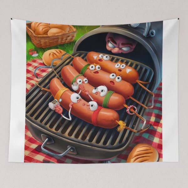 Item preview, Sausages in fear. designed and sold by MyHappyArtShop.