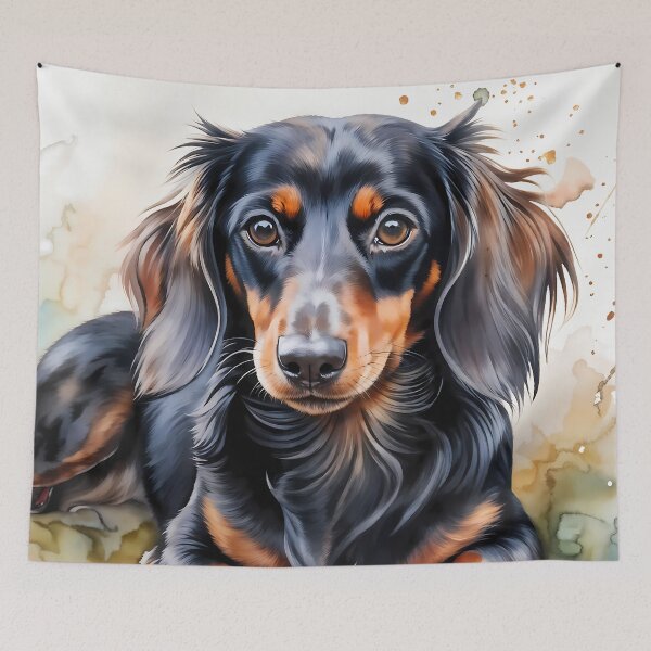 Item preview, Watercolor picture of a Dachshund dog designed and sold by Petalandfur.