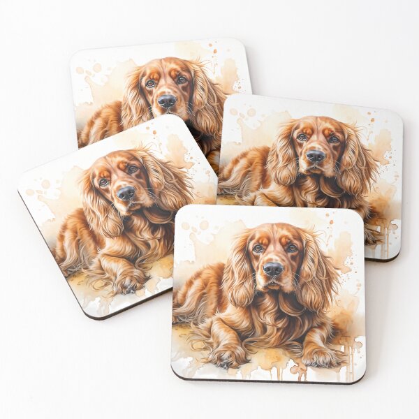 Item preview, Watercolor picture of a Golden Cocker Spaniel dog designed and sold by Petalandfur.