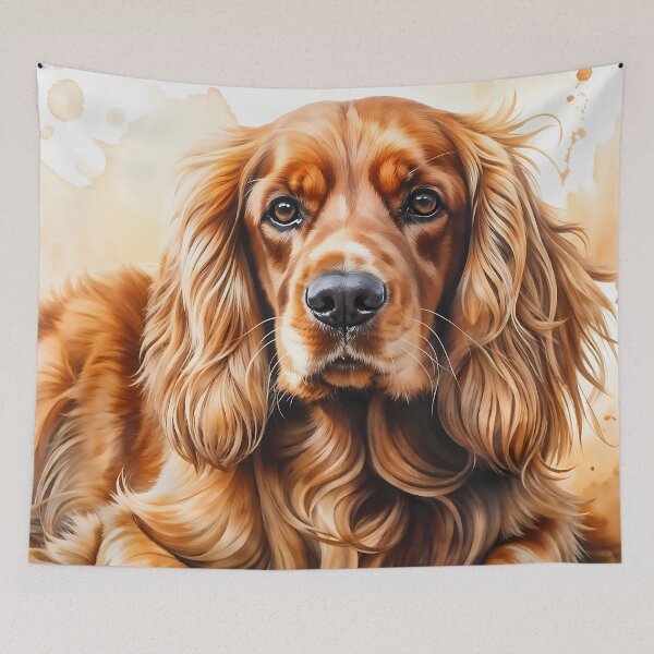 Item preview, Watercolor picture of a Golden Cocker Spaniel dog designed and sold by Petalandfur.