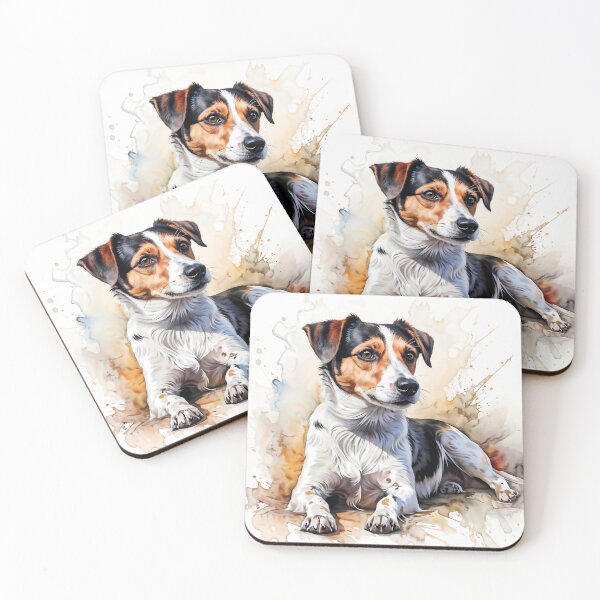 Item preview, Watercolor picture of a Jack Russell dog designed and sold by Petalandfur.