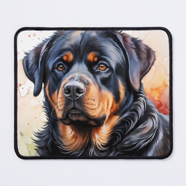 Item preview, Watercolor picture of a Rottweiler dog designed and sold by Petalandfur.