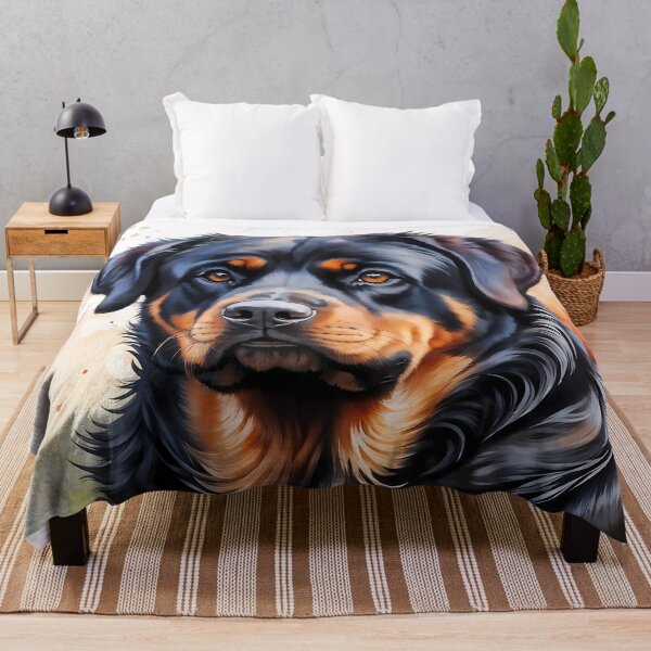 Item preview, Watercolor picture of a Rottweiler dog designed and sold by Petalandfur.